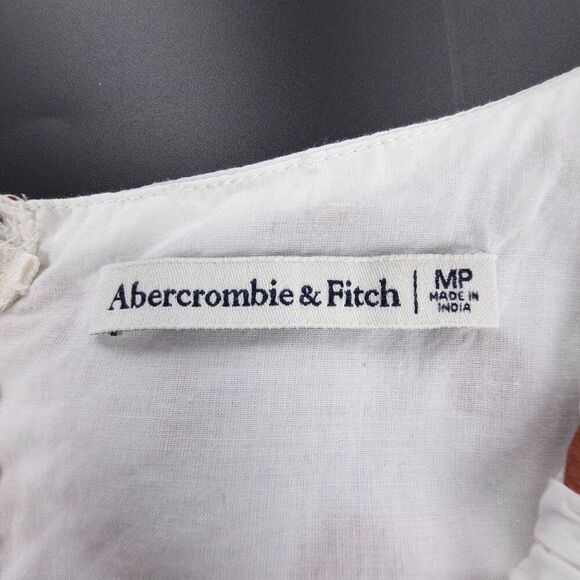 ABERCROMBIE Puff Sleeve Fit and Flare Cottagecore Mini Dress White Polkadot Boho - Picture 2 of 8